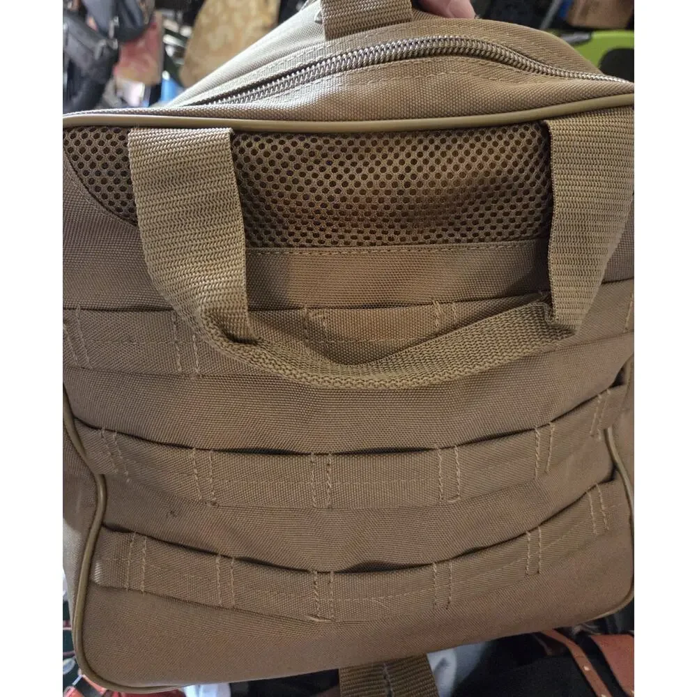 Flying Circle Tactical Square Duffel Backpack Goliad Brown External Pockets